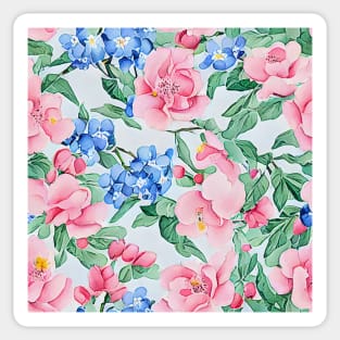 Magnolia flowers and blue forgetmenots Sticker